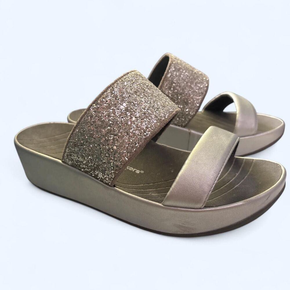 Cloudwalkers Silver Glitter Platform Sandals Wide Width 8.5W